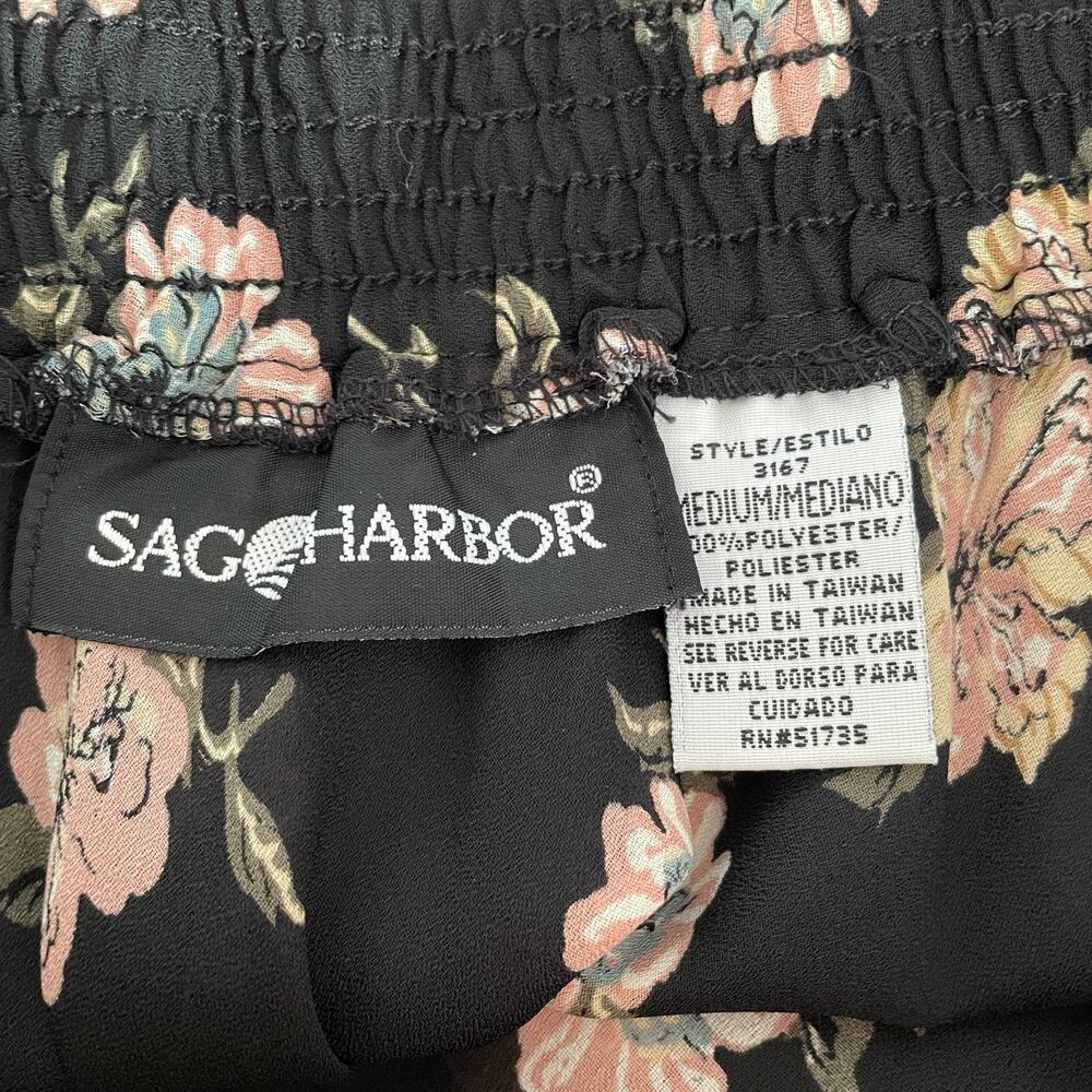 Y2K Mini Skirt Medium Black Pink Floral Flirty Asymmetrical Chiffon Feminine - Picture 9 of 13